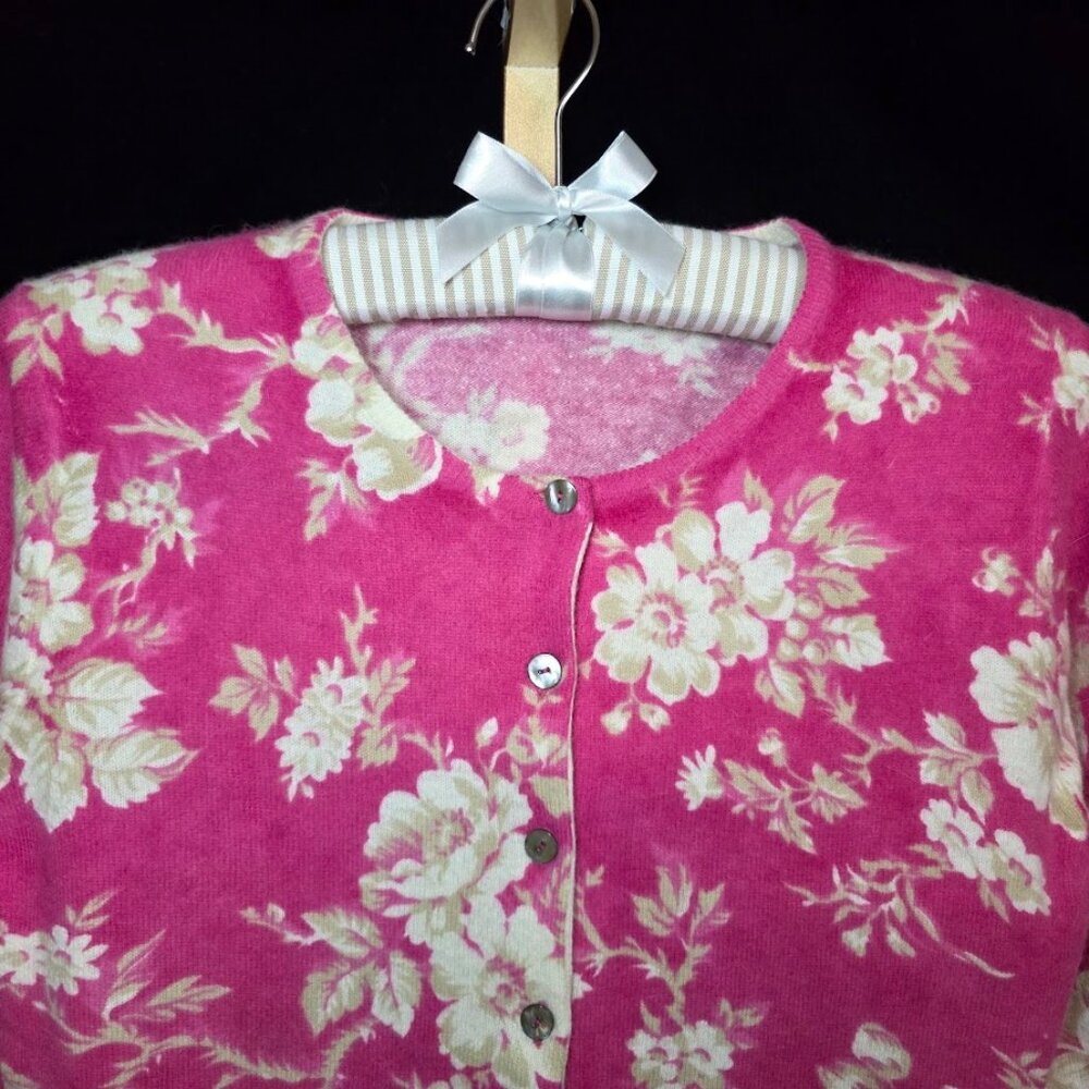 BODEN Pink Floral Lambswool Angora Super Soft Cardigan 12 - Picture 2 of 10